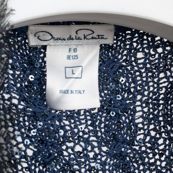 Oscar de la Renta AW/10 Blue-Ombre Silk-Blend Sequined Cable-Knit Cardigan - Picture 8 of 9